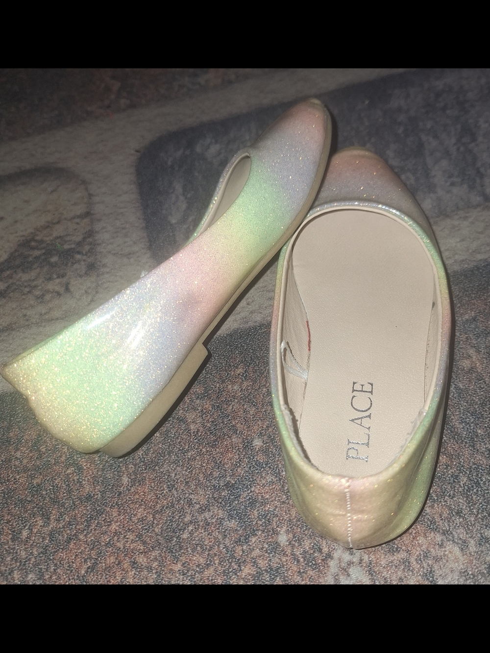 The Children's Place Glitter Pastel Rainbow Ballet Flats - Pink, Green, Yellow